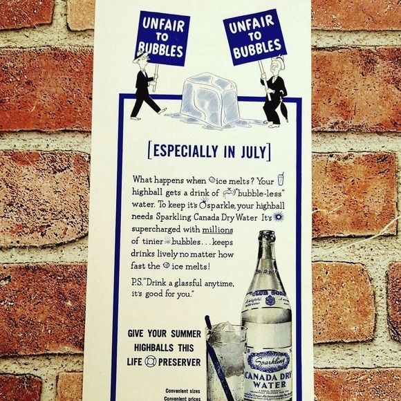 1941 Canada Dry Men Picketing Ice Cube Melting "Unfair to Bubbles" Vtg PRINT AD - Picture 1 of 6